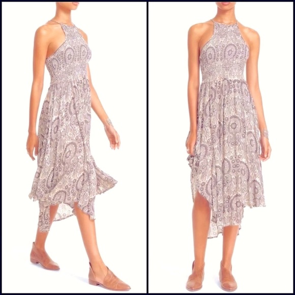 Free People Smocked Boho Paisley Print Midi Dress - Picture 4 of 11